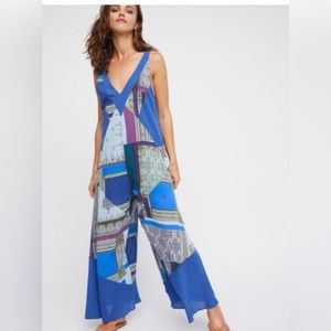 FreePeople jumpsuit- blue patchwork